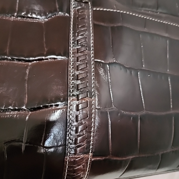 Genuine Brighton Dark Brown Croc Shoulder Bag Women Handbag - Picture 11 of 11